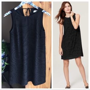 Loft Black Paisley Tie Back Shift Dress, Size 2P